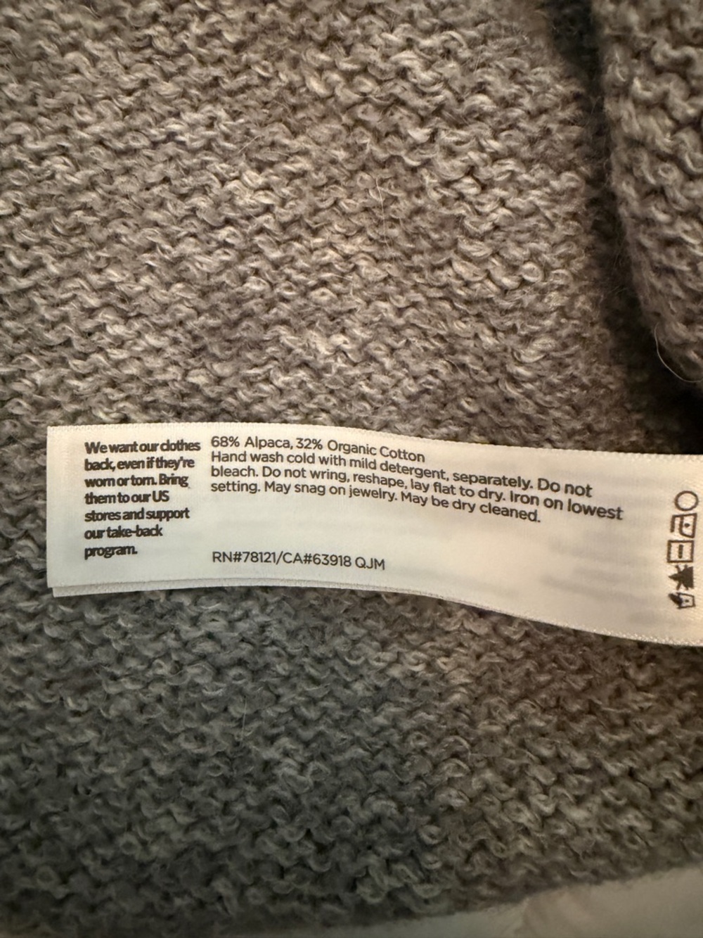 Eileen Fisher Baby Alpaca Peruvian Cotton Knit V-Neck Sweater Size Medium Gray - Picture 7 of 10